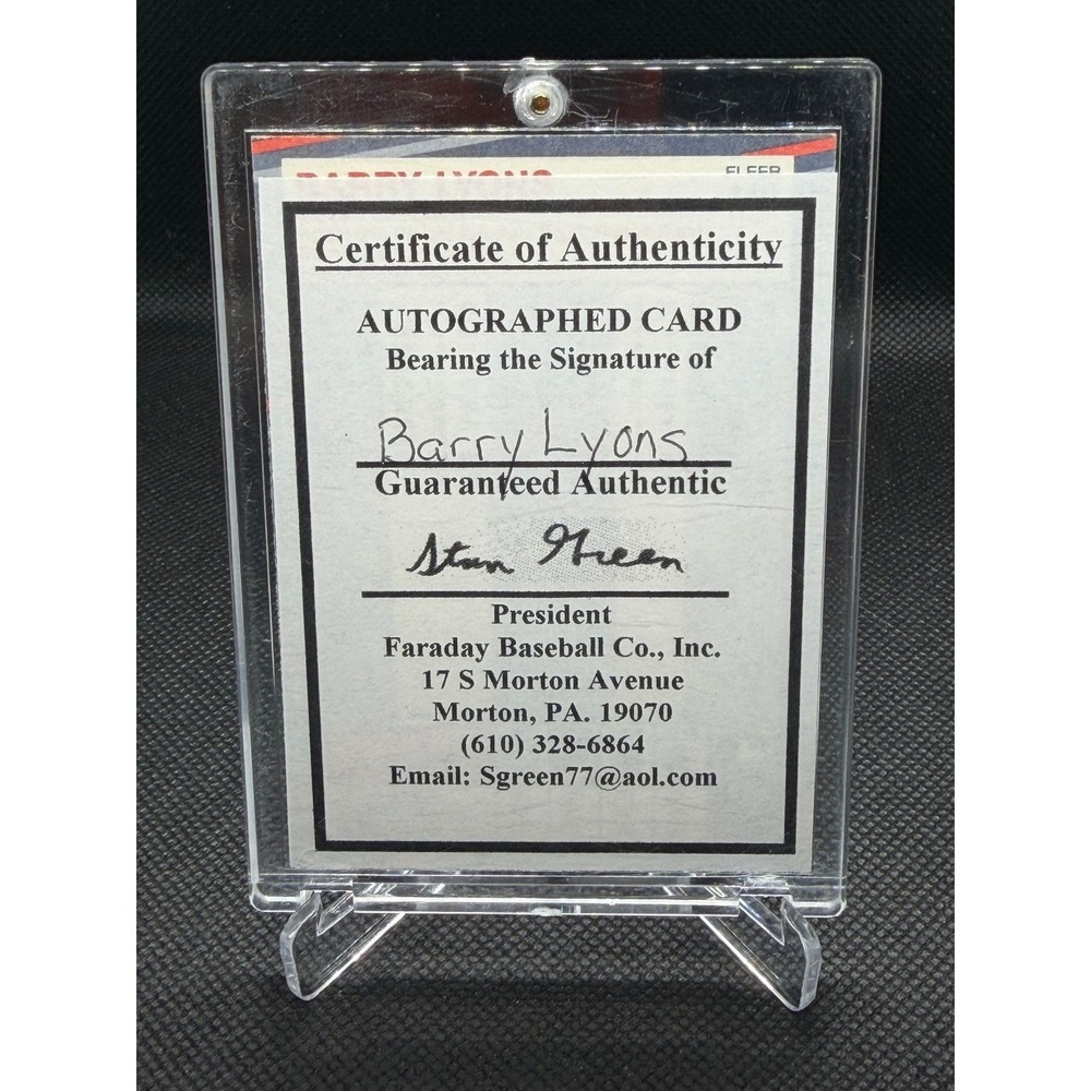 Barry Lyons New York Mets Signed Fleer Baseball Card Autograph COA SC266 - Picture 3 of 4
